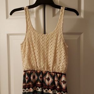 Aztec chiffon and crochet maxi dress